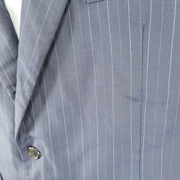 VTG Hickey Freeman Navy Pinstripe Worsted Wool 2 Button Blazer USA Made Size 44R - Picture 6 of 16